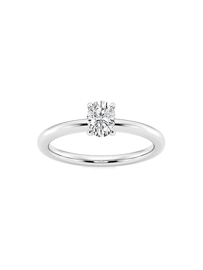 14K White Gold & Oval Lab-Grown Diamond Solitaire Ring/0.50-5.00 TCW