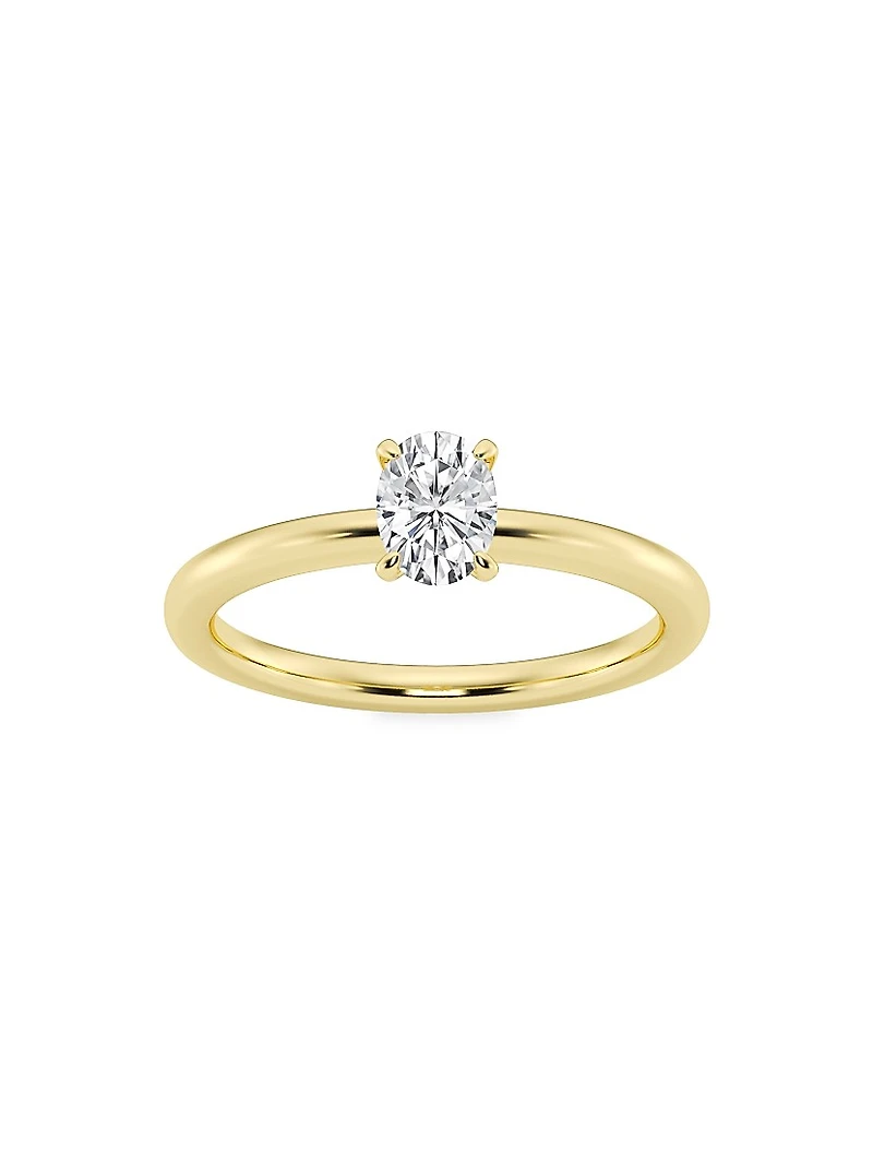 14K Gold & Oval Lab-Grown Diamond Solitaire Ring/0.50-5.00 TCW
