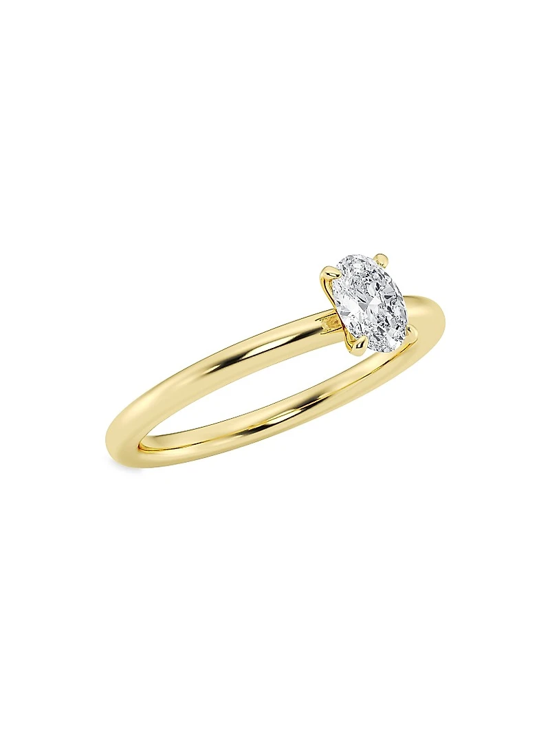 14K Gold & Oval Lab-Grown Diamond Solitaire Ring/0.50-5.00 TCW