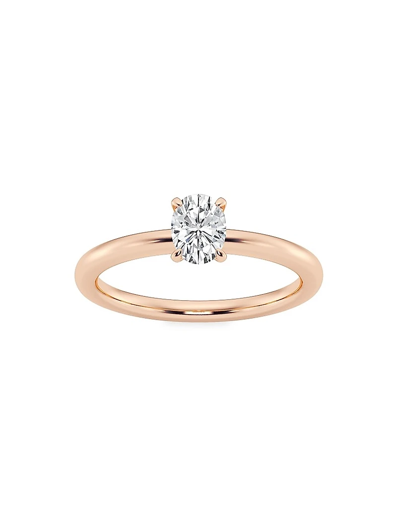 14K Rose Gold & Oval Lab-Grown Diamond Solitaire Ring/0.50-5.00 TCW