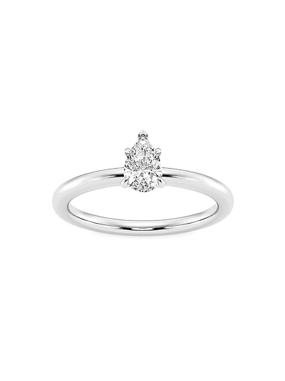 Platinum & Pear-Cut Lab-Grown Diamond Solitaire Ring/0.50-5.00 TCW