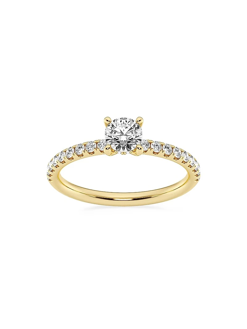 14K Yellow Gold & Round Lab-Grown Diamond Hidden Halo Ring/0.80-3.41 TCW