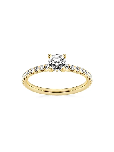 14K Yellow Gold & Round Lab-Grown Diamond Hidden Halo Ring/0.80-3.41 TCW