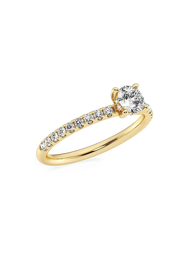 14K Yellow Gold & Round Lab-Grown Diamond Hidden Halo Ring/0.80-3.41 TCW