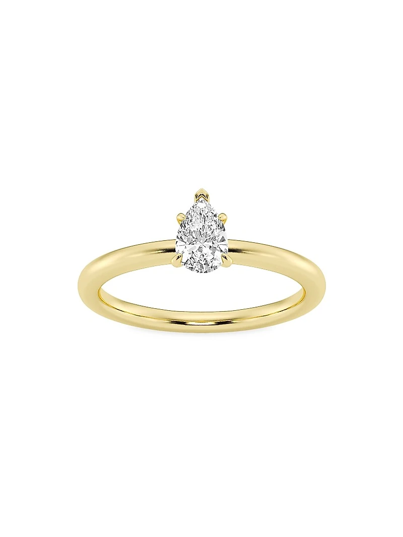 14K Yellow Gold & Pear-Cut Lab-Grown Diamond Solitaire Ring/0.50-5.00 TCW