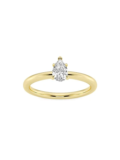 14K Yellow Gold & Pear-Cut Lab-Grown Diamond Solitaire Ring/0.50-5.00 TCW