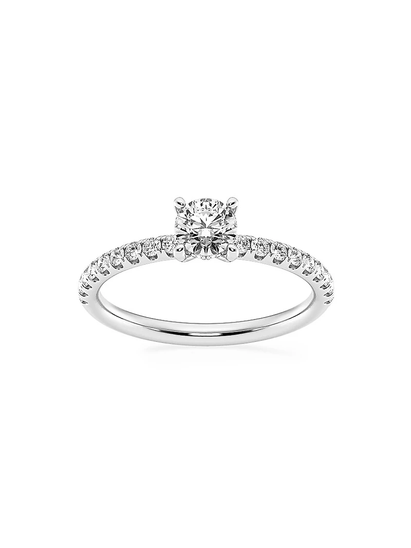 Platinum & Round Lab-Grown Diamond Hidden Halo Ring/0.80-3.41 TCW