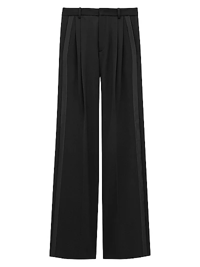Wide-Leg Tuxedo Pants in Grain De Poudre
