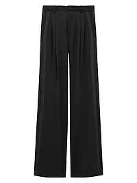Wide-Leg Tuxedo Pants in Grain De Poudre