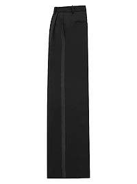 Wide-Leg Tuxedo Pants in Grain De Poudre