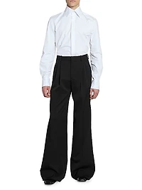 Wide-Leg Tuxedo Pants in Grain De Poudre