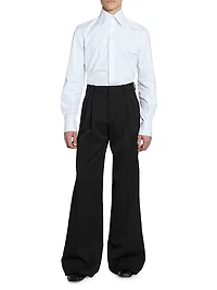 Wide-Leg Tuxedo Pants in Grain De Poudre