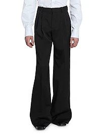 Wide-Leg Tuxedo Pants in Grain De Poudre