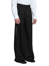 Wide-Leg Tuxedo Pants in Grain De Poudre