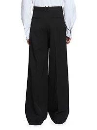 Wide-Leg Tuxedo Pants in Grain De Poudre