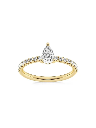 14K Yellow Gold & Pear-Cut Lab-Grown Diamond Hidden Halo Ring/0.80-3.41 TCW