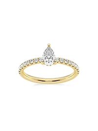 14K Gold & Pear-Cut Lab-Grown Diamond Hidden Halo Ring/0.80-3.41 TCW