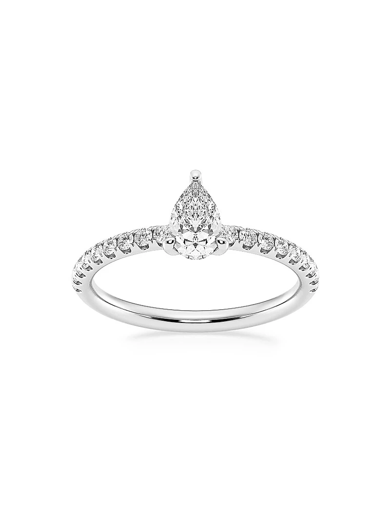 Platinum & Pear-Cut Lab-Grown Diamond Hidden Halo Ring/0.80-3.41 TCW