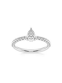Platinum & Pear-Cut Lab-Grown Diamond Hidden Halo Ring/0.80-3.41 TCW