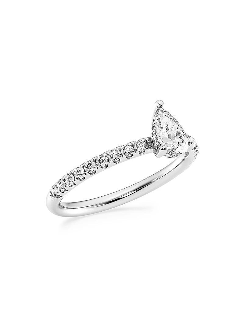 Platinum & Pear-Cut Lab-Grown Diamond Hidden Halo Ring/0.80-3.41 TCW