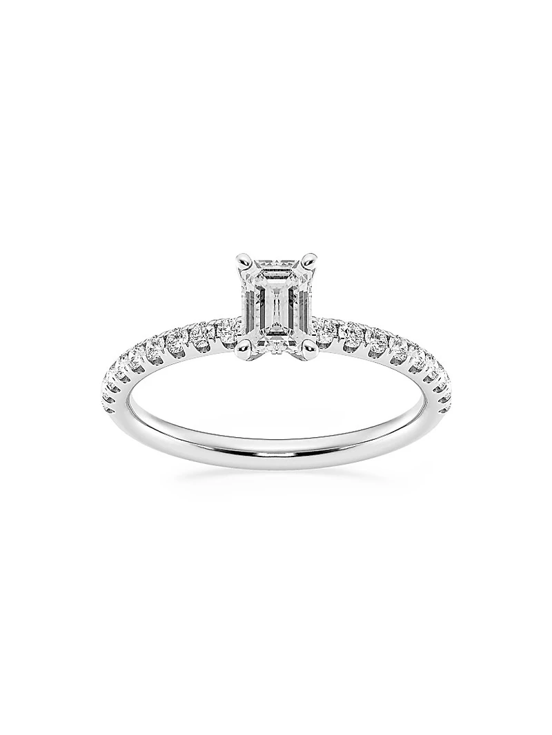 14K White Gold & Emerald-Cut Lab-Grown Diamond Hidden Halo Ring/0.80-3.41 TCW