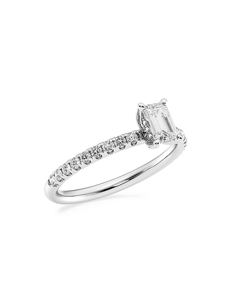 14K White Gold & Emerald-Cut Lab-Grown Diamond Hidden Halo Ring/0.80-3.41 TCW