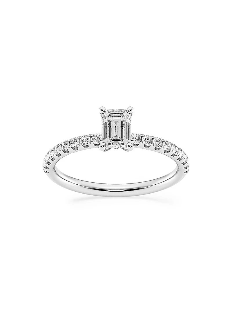 Platinum & Emerald-Cut Lab-Grown Diamond Hidden Halo Ring/0.80-3.41 TCW
