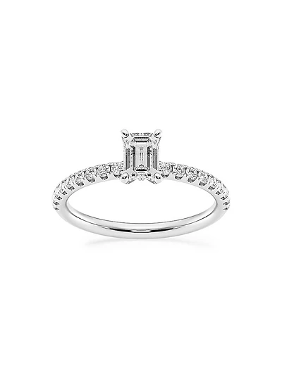 Platinum & Emerald-Cut Lab-Grown Diamond Hidden Halo Ring/0.80-3.41 TCW