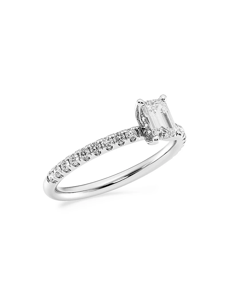 Platinum & Emerald-Cut Lab-Grown Diamond Hidden Halo Ring/0.80-3.41 TCW
