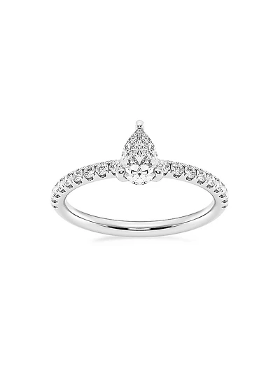 14K White Gold & Pear-Cut Lab-Grown Diamond Hidden Halo Ring/0.80-3.41 TCW