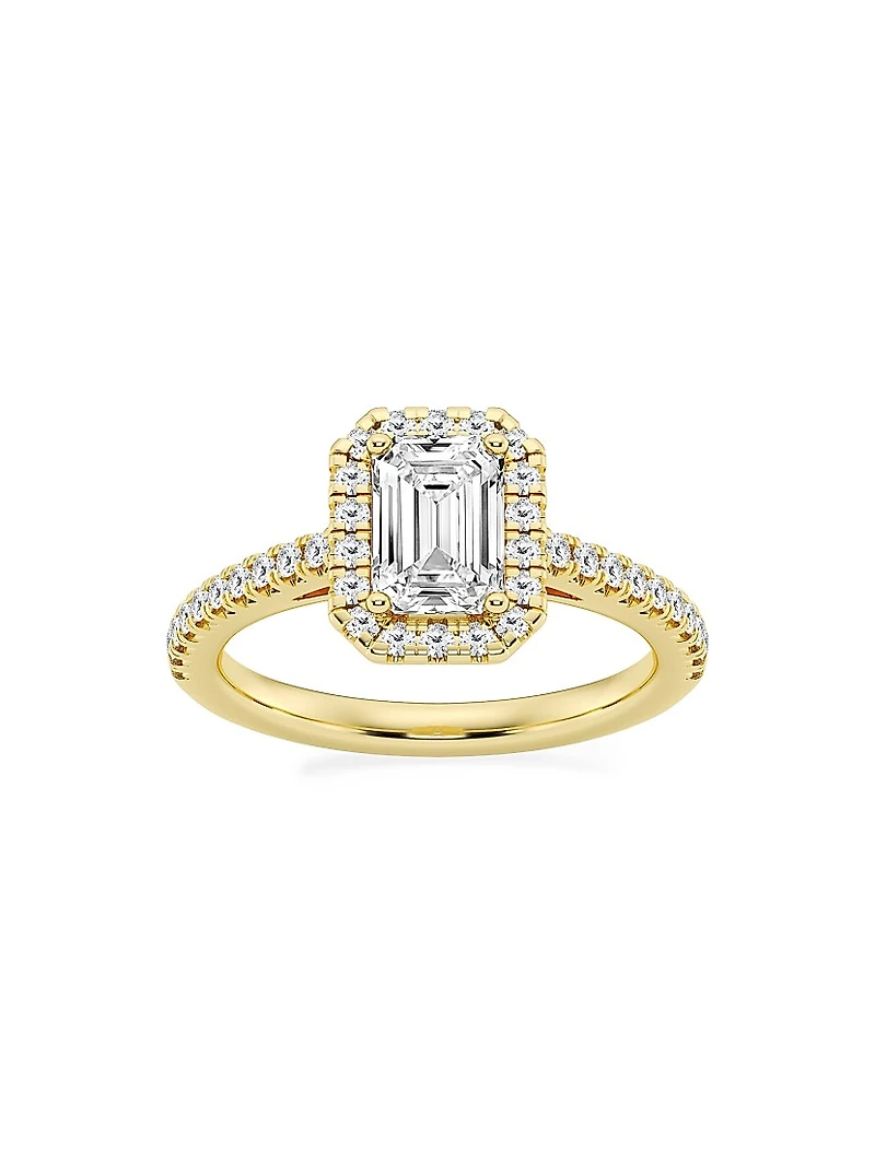 14K Yellow Gold & Emerald-Cut Lab-Grown Diamond Halo Ring/1.30-3.60 TCW