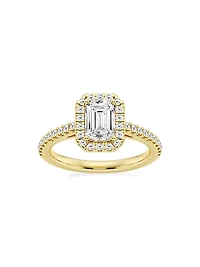 14K Yellow Gold & Emerald-Cut Lab-Grown Diamond Halo Ring/1.30-3.60 TCW