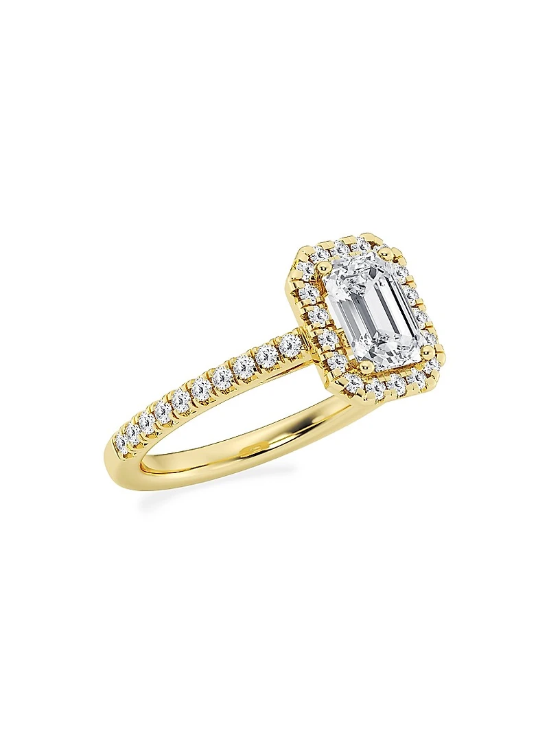 14K Yellow Gold & Emerald-Cut Lab-Grown Diamond Halo Ring/1.30-3.60 TCW