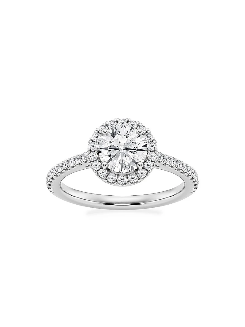 Platinum & Round Lab-Grown Diamond Halo Ring/1.30-3.60 TCW