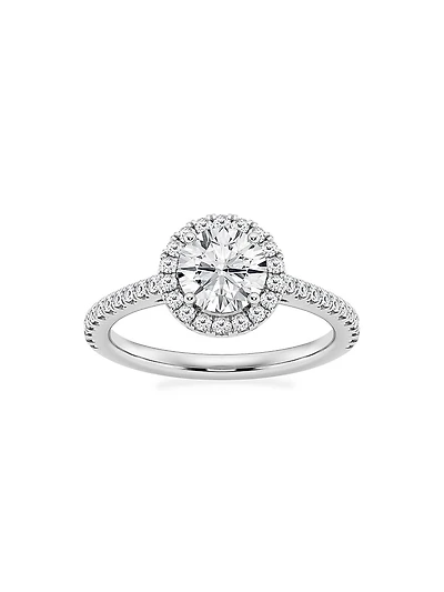 Platinum & Round Lab-Grown Diamond Halo Ring/1.30-3.60 TCW