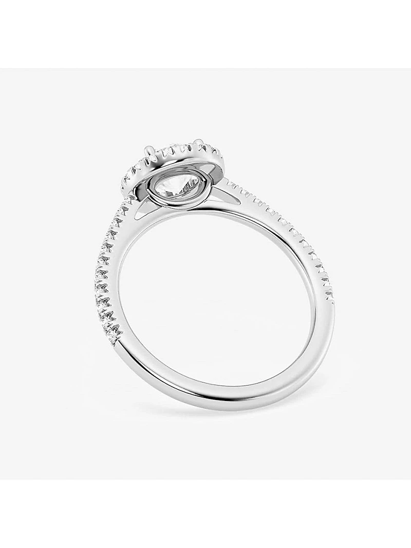 Platinum & Round Lab-Grown Diamond Halo Ring/1.30-3.60 TCW