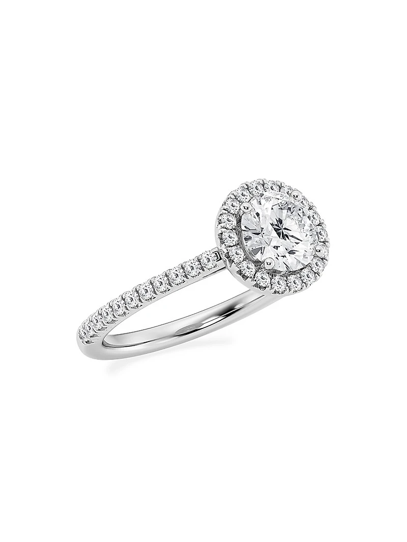 Platinum & Round Lab-Grown Diamond Halo Ring/1.30-3.60 TCW