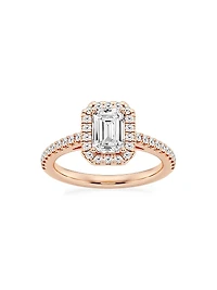 14K Rose Gold & Emerald-Cut Lab-Grown Diamond Halo Ring/1.30-3.60 TCW