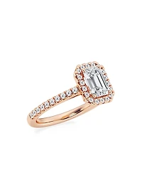 14K Rose Gold & Emerald-Cut Lab-Grown Diamond Halo Ring/1.30-3.60 TCW