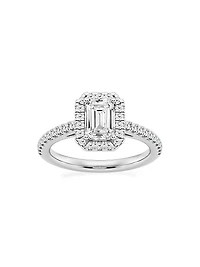 Platinum & Emerald-Cut Lab-Grown Diamond Halo Ring/1.30-3.60 TCW