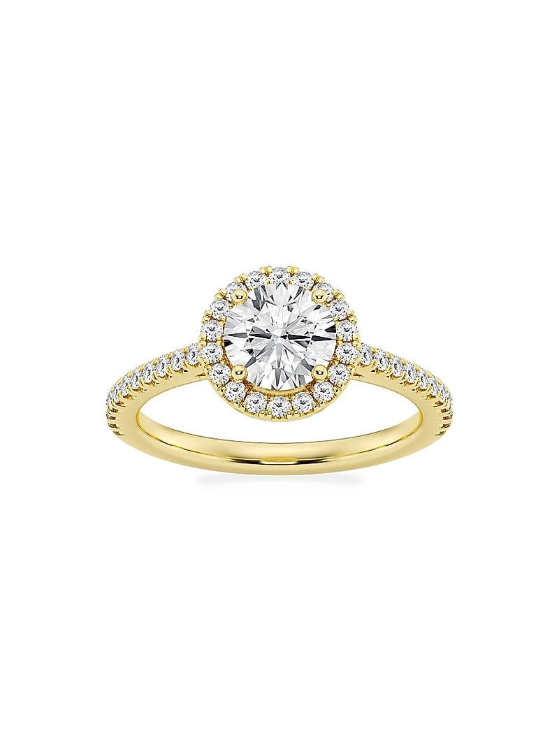 14K Gold & Round Lab-Grown Diamond Halo Ring/1.30-3.60 TCW