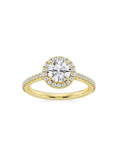 14K Gold & Round Lab-Grown Diamond Halo Ring/1.30-3.60 TCW