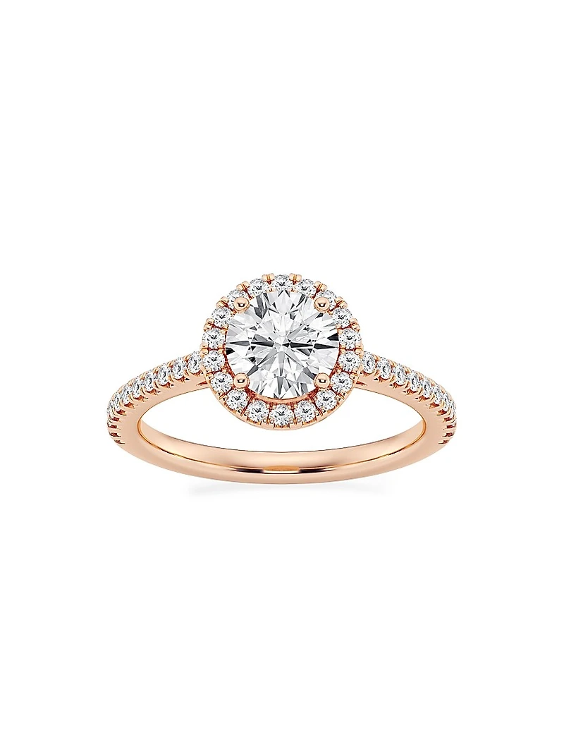 14K Rose Gold & Round Lab-Grown Diamond Halo Ring/1.30-3.60 TCW