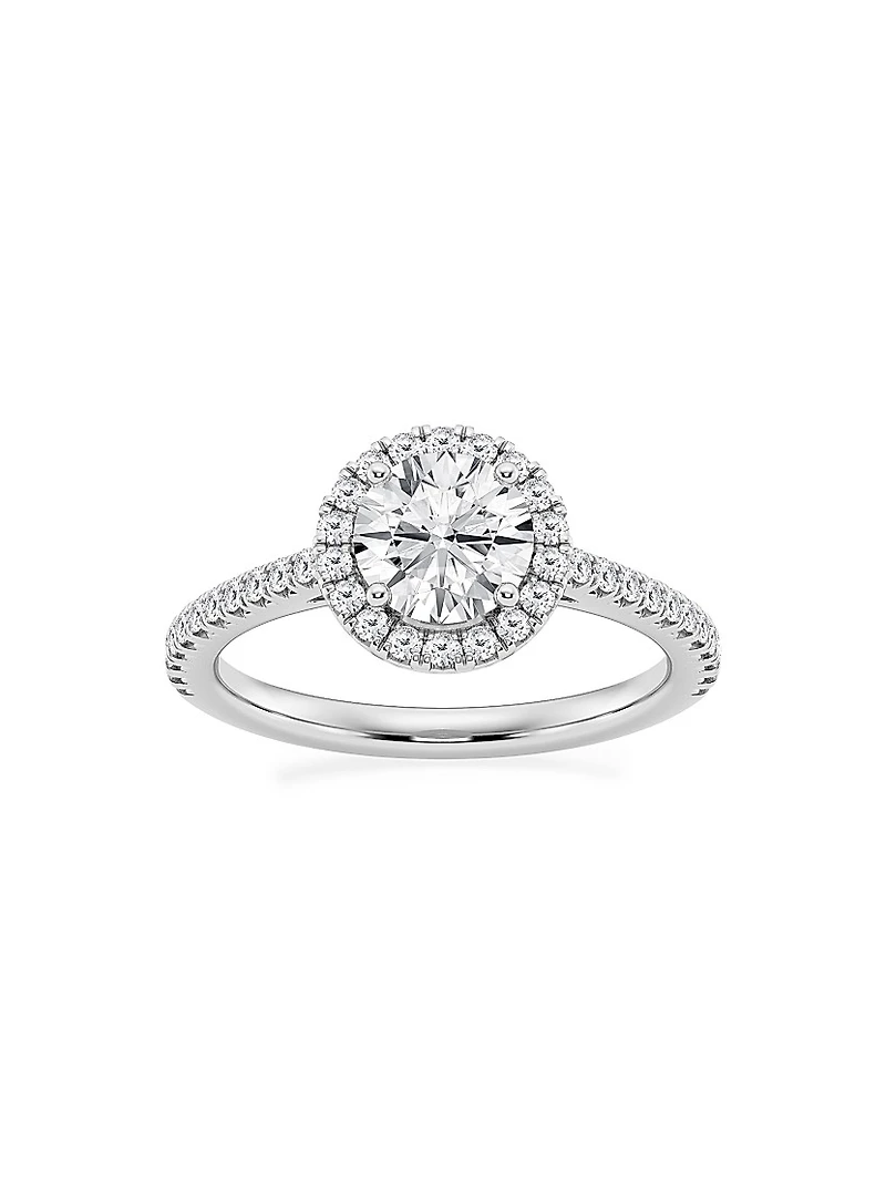 14K White Gold & Round Lab-Grown Diamond Halo Ring/1.30-3.60 TCW