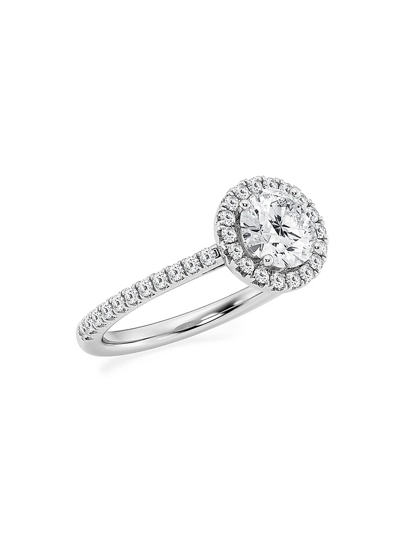 14K White Gold & Round Lab-Grown Diamond Halo Ring/1.30-3.60 TCW