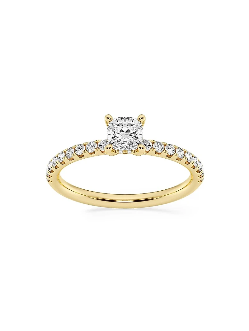 14K Gold & Cushion-Cut Lab-Grown Diamond Hidden Halo Ring/0.80-3.41 TCW