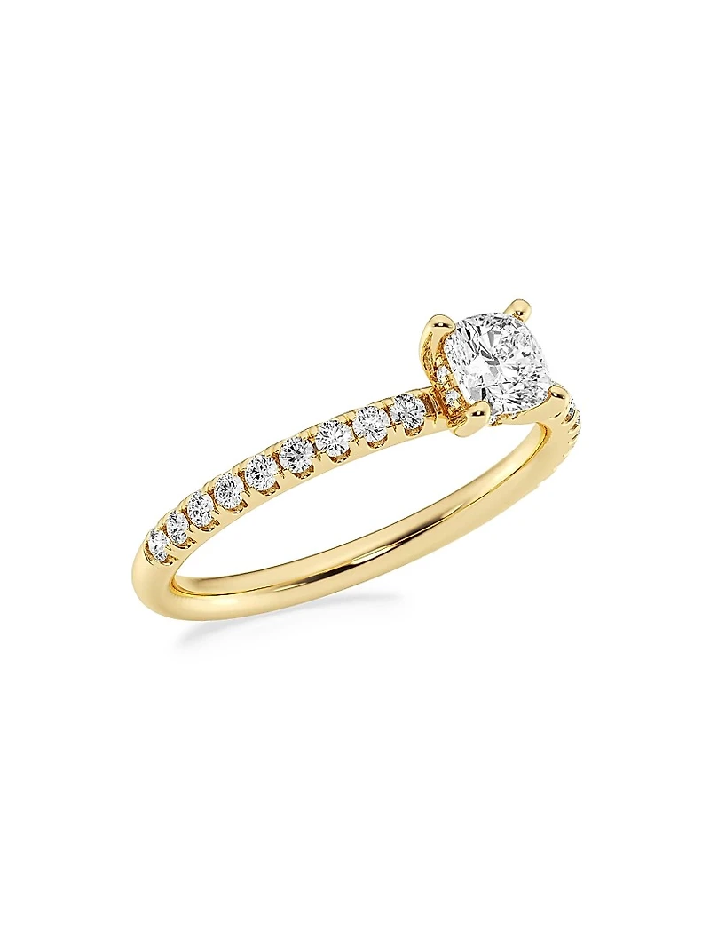 14K Gold & Cushion-Cut Lab-Grown Diamond Hidden Halo Ring/0.80-3.41 TCW
