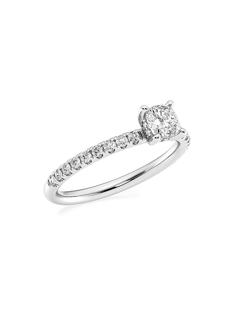 Platinum & Cushion-Cut Lab-Grown Diamond Hidden Halo Ring/0.80-3.41 TCW