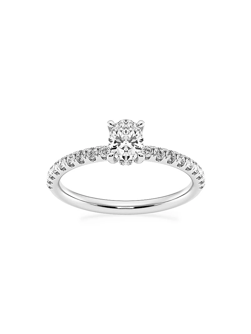 14K White Gold & Oval Lab-Grown Diamond Hidden Halo Ring/0.80-3.41 TCW