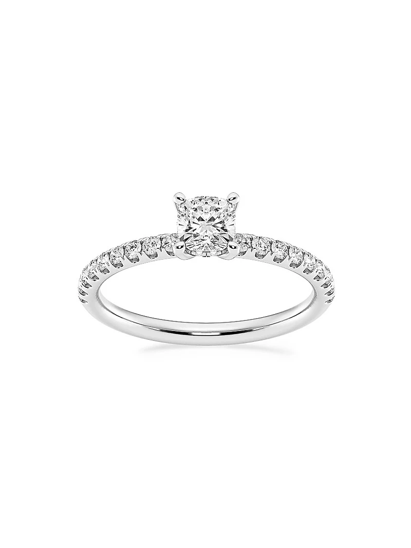 14K Gold & Cushion-Cut Lab-Grown Diamond Hidden Halo Ring/0.80-3.41 TCW